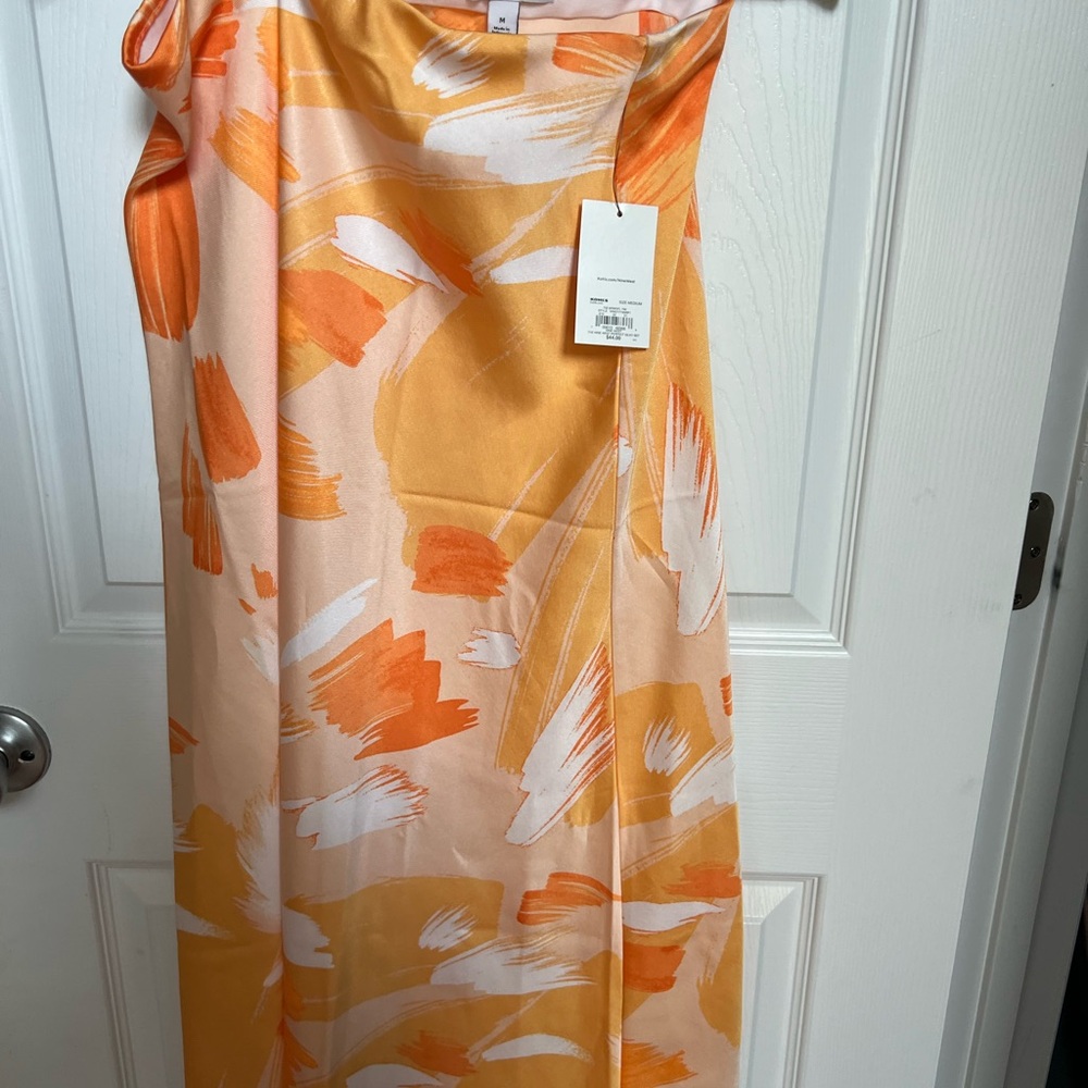 Nine West Orange and Cream Patterned Dress